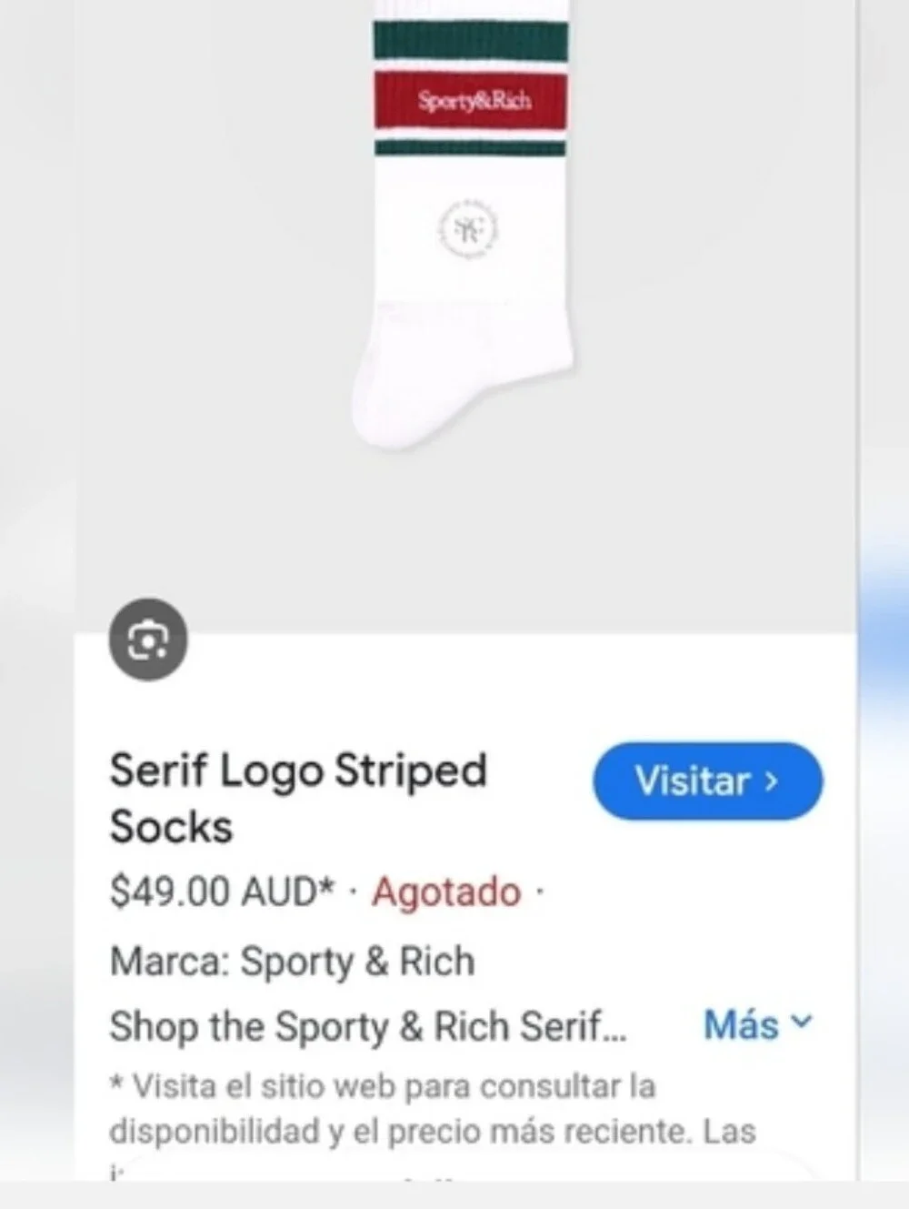 Sporty & Rich White Crew Socks with Teal and Red Stripe Accents